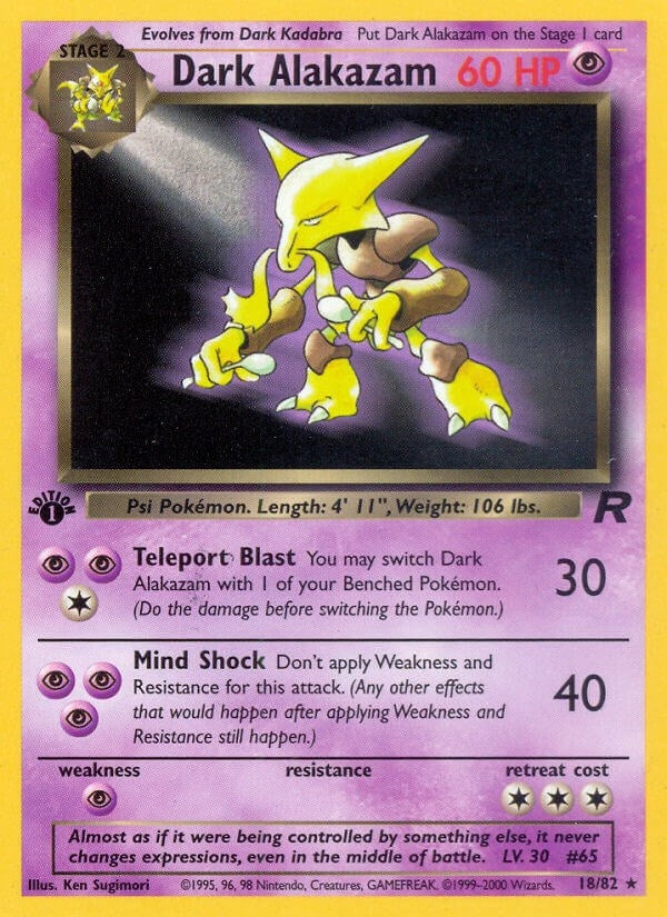 Dark Alakazam (18) (18/82) (1st Edition) [Team Rocket]