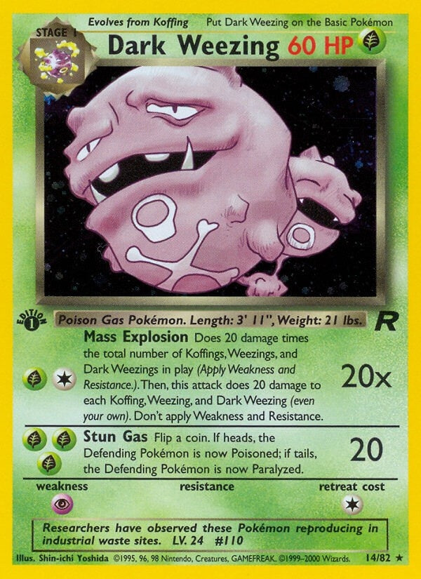 Dark Weezing (14) (14/82) (1st Edition Holofoil) [Team Rocket]